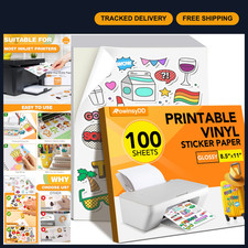 100 PCS Glossy Printable Vinyl Sticker Paper for Inkjet & Laser Printers picture