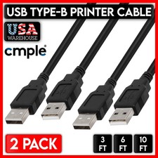 USB 2.0 Printer Cable 2 Pack Scanner Cord Dell Canon HP Lexmark Brother Epson picture