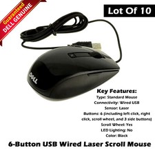 Lot of 10 OEM Dell New Black Premium 6Button USB Laser Scroll Mouse V7623 J660D picture