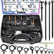 Taiss 220pcs Car Wire Loom Routing Clips,15 Sizes Push Mount Cable Ties | Wir... picture