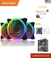 120mm RGB Case Fan Fan,Quiet Edition High Airflow LED Case Fan for PC Cases-3... picture