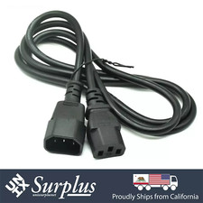 NEW C13 to C14 Computer PDU Black Power Cord Cable extension 2m 6Ft 3 prong USA picture