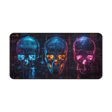 Cyberpunk Skull Desk Pad 16x32 Inch Large Gaming Mouse Mat Extended RGB Neon Art picture