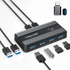 lemorele USB 3.0 KVM Switch H5 2 PC Share 4 Devices Printer Sharer picture