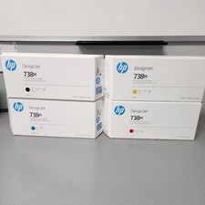 Genuine HP 738M Ink Cartridge Set CMYK 300mL DesignJet XT870 XT950 NEW picture
