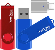 2 Pack 8GB USB 2.0 Flash Drive and 1 USB C Adapter, Thumb Drive USB Memory picture