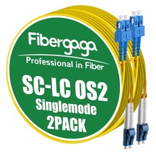 Fibergaga® OS2 LC to SC Fiber Patch Cable, Multimode, 10M(33ft), 2Pack | Mult... picture