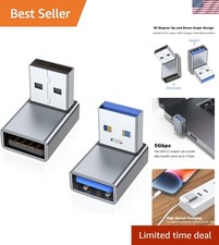 Compact 90 Degree USB 3.0 Male to Female Converter - High Speed Charging Grey picture