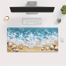 1pc Beach-Themed Desk Pad Featuring Sea, Ocean, Starfish, Shell Design Mousepad❀ picture