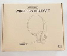 A19 Bluetooth Wireless Single Ear Headband Over-Ear Headset Boom Mic Black picture