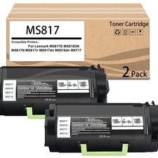 2 Pack MS817 MS818 Toner Cartridge High Pages 53B1H00 53B0HA0 53B1000 Works for picture