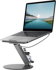 Adjustable Laptop Stand with 8 in 1 USB C Hub, Foldable Portable Computer Notebo picture
