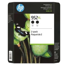 NEW GENUINE HP 952XL 2-PACK BLACK Ink Cartridges N9K29BN Expired 04/2019 picture