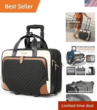 Rolling Laptop Bag, Rolling Briefcase for Women with Waterproof Pocket, 17 In... picture