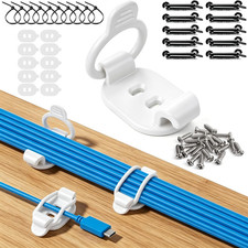 10-Pack Adjustable Elastic Cable Clips, Cable Management, White picture