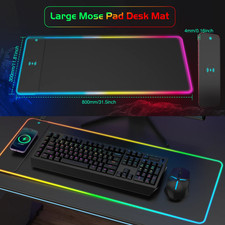 RGB LED Extra Large Gaming Mouse Pad Non-Slip Wireless Charging Desk Mat GamePad picture