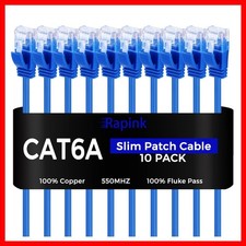 Slim Blue Cat6a Ethernet Patch Cable 10G Support - High-Speed, Space-Saving, ... picture