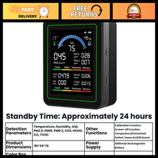 Air Quality Monitor 10-in-1 with LCD Screen - CO2, PM2.5, Formaldehyde, Temp, Hu picture