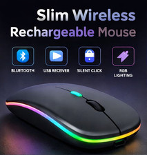 2.4GHz Wireless Optical RGB USB Rechargeable Mouse Slim Silent PC Laptop picture
