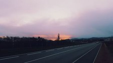 Landscape sunset sky clouds road traffic trees france Custom Gaming Mat Desk picture