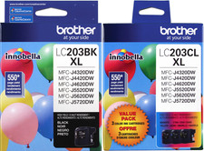 New Genuine Brother LC203XL Black Cyan Magenta Yellow 4PK Ink Cartridges picture