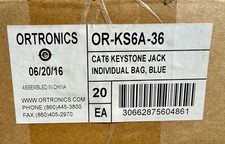 Ortronics OR-KS6A-36 TechChoice 6 Cat6 Keystone Jack, Blue. (Box of 16) picture