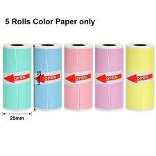 Thermal Photo Printer Mini Print Pod Printer+4 Roll Paper, White/Pink picture