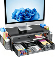 Desk Organizer and Accessories, Monitor Stand Riser, Black picture