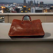 Vintage Cole Maan Tan Pebble Leather Laptop Briefcase picture