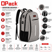 USB Charge Travel Backpack - Anti-Theft, Laptop, Notebook, School & College Bag picture