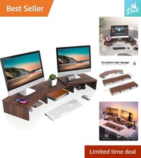 Versatile Dual Monitor Riser with Adjustable Angle - Posture Enhancing Brown picture