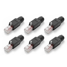 VCELINK Cat6A Tool-Free RJ45 Connector 6-Pack, Gold-Plated, UTP 23-26AWG picture