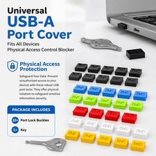1Set Universal USB-A Port Cover Fits All Devices Physical Access Control Blocker picture