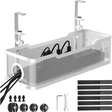 Space-Saving Under Desk Cable Organizer with Adjustable Clamp - Modern Design picture