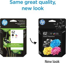 Genuine - HP 62 Black & Tri-Color Ink Cartridge N9H64FN - 2-Pack August 2027 NEW picture