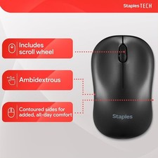 NEW Staples Wireless MOUSE Optical USB  BLACK picture