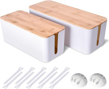 2Pack Cable Management Box,Wooden Style Cord Organizer Cord Hide Box picture