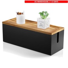 Elegant Large Wooden Cord Concealer Box - Indoor Cable Management Solution picture