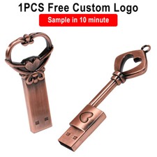 Metal key USB Flash Drive 64GB Free Logo Real Capacity Pen Drive Thumb U Disk 8G picture