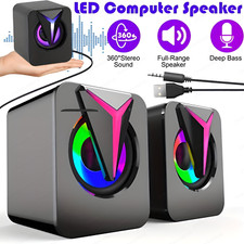 3.5mm RGB LED Mini USB Wired Computer Speakers Stereo Bass For PC Laptop Desktop picture