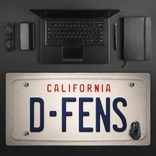 D-FENS License Plate Desk Mat, California Style XL Mousepad, 90s Movie Decor picture