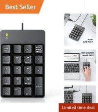 USB Wired 19-Key Numeric Keypad with Ergonomic Design - Big Print Letters picture