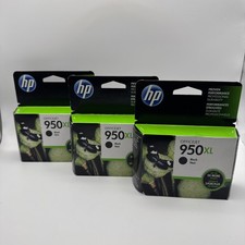 HP 950XL Black Ink Cartridges Lot Of 3 In Original Packaging Sealed Expired 3/18 picture