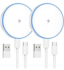 2 Pack Magnetic USB-A to USB-C Charging Cable 3.3 ft White Universal picture