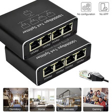 2Pcs Gigabit Ethernet Splitter 1 to 4 Port RJ45 LAN Network Adapter 1000Mbps picture