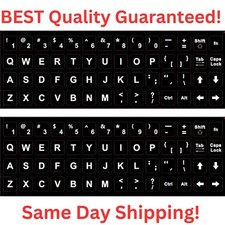 2PCS Universal English Keyboard White Letter on Black Sticker  Computer Laptop picture