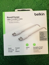 Belkin BoostCharge USB-C to USB-C Cable 6.6ft Fast Charge White Durable picture