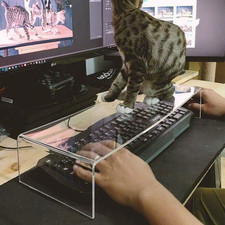 Clear Acrylic Keyboard Cover Protector Anti Cat Monitor Stand Bridge picture