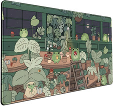 Cute Frog Mouse Pad Desk Pad Kawaii Green Decor Mat, Large Gaming Mouse Pad for picture
