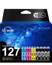10 pack Uniwork 127 Ink Cartridge Replacement for Epson 127 Ink Cartridges T127 picture